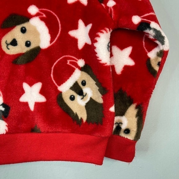 COLD Rush Red Plush Minky Fleece Puppy Dog Santa Christmas Holiday Sweatshirt 2T - Picture 10 of 13